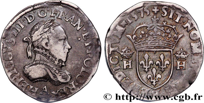 HENRY III
Type : Teston, 3e type, col gaufré 
Date : 1575 
Mint name / Town : Pa...