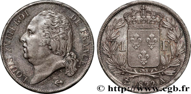 LOUIS XVIII
Type : 1 franc Louis XVIII 
Date : 1822 
Mint name / Town : Paris 
Q...