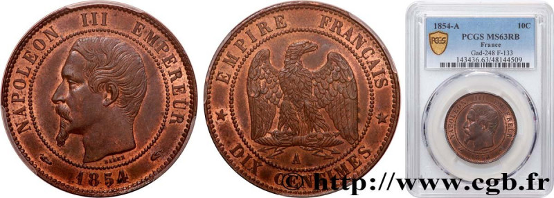 SECOND EMPIRE
Type : Dix centimes Napoléon III, tête nue 
Date : 1854 
Mint name...