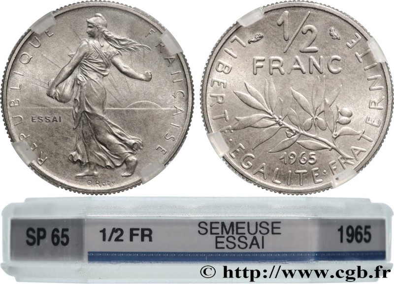 V REPUBLIC
Type : Essai du 1/2 franc Semeuse 
Date : 1965 
Mint name / Town : Pa...