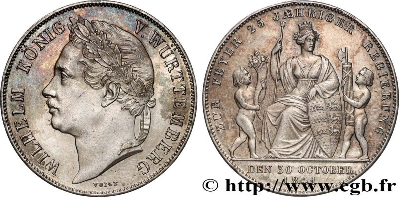 GERMANY - WÜRTTEMBERG
Type : 1 Gulden 25e anniversaire du règne de Guillaume 
Da...