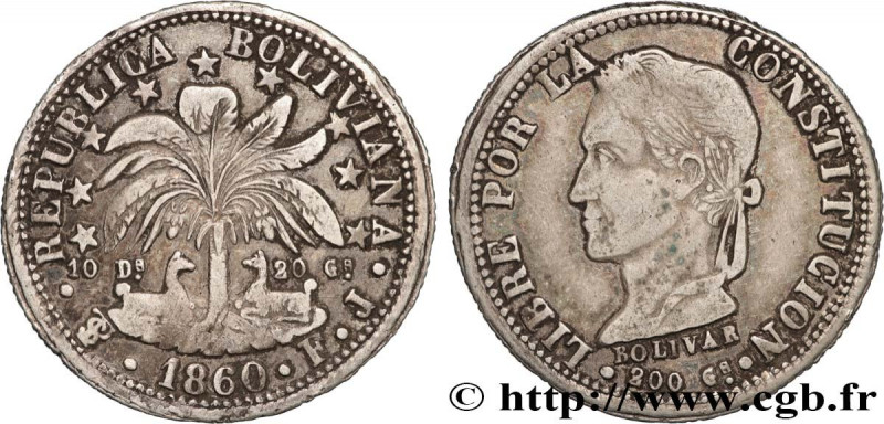 BOLIVIA
Type : 4 Soles Simon Bolivar 
Date : 1860 
Mint name / Town : Potosi 
Me...