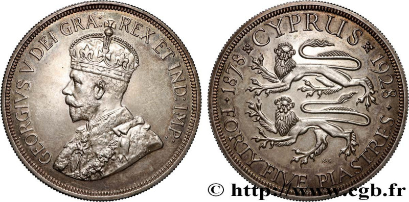 CYPRUS
Type : 45 Piastres Georges V 
Date : 1928 
Quantity minted : 80000 
Metal...