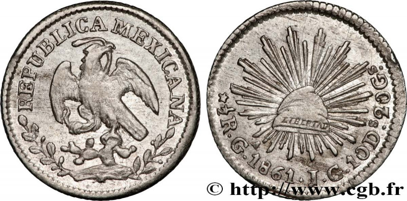 MEXICO
Type : 1/2 Real aigle 
Date : 1861 
Mint name / Town : Guadalajara 
Quant...