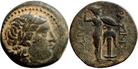 SELEUKID KINGS of SYRIA. Antioch mint. Seleukos I Nikator (312-260 BC). AE bronze. Obv.: laureate head of Apollo right. Rev.: Athena Promachos standin...