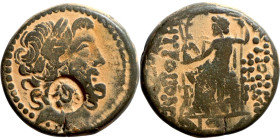 SYRIA. Antioch. Civic issue (100-1 BC). AE bronze. Obv: laureate head of Zeus, r. Rev: ΑΝΤΙΟΧΕΩΝ ΤΗΣ ΜΗΤΡΟΠΟΛΕΩΣ; Zeus seated l., holding Nike and sce...