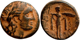 SELEUKID KINGS of SYRIA. Antioch mint. Seleukos I Nikator (312-260 BC). AE bronze. Obv.: laureate head of Apollo right. Rev.: Athena Promachos standin...