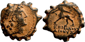 SELEUKID KINGS of SYRIA. Antioch mint. Antiochus VI Dionysus (144-142 BC). AE bronze. Obv.: Radiate bust r. with diadem. Rev.: BAΣIΛEΩΣ ANTIOXOY, EΠIΦ...