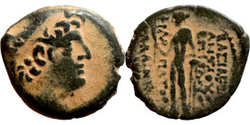SELEUKID KINGS of SYRIA. Uncertain Syria mint. Antiochus IX Cyzicenus (114-95 BC). AE bronze.
19mm 3.44g

Artificial sand patina