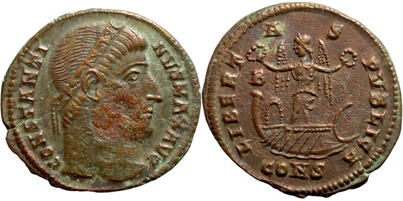 Constantine I (327 AD). Constantinople mint. Ae follis. Obv.: CONSTANTINVS MAX A...