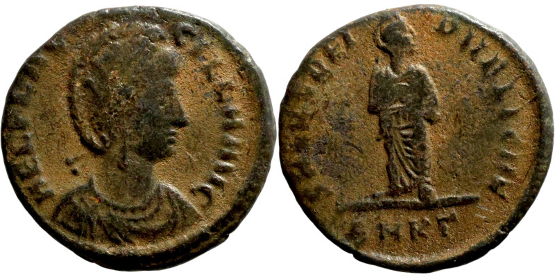 Aelia Flaccilla (379-386) Follis Obverse: AEL FLAC-CILLA AVG, diademed and drape...