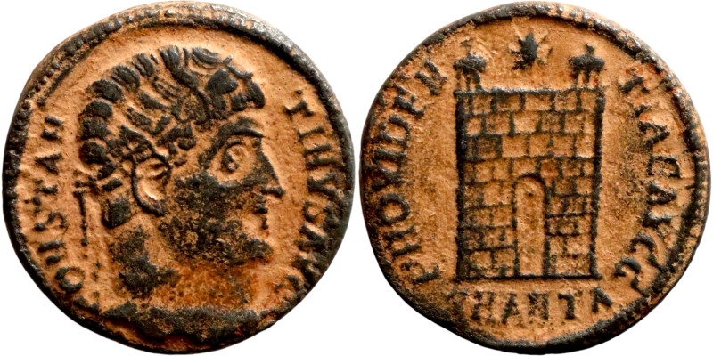 Constantine I, The Great (307 - 337 AD). Follis. Obv.: CONSTANTINVS AVG, Laureat...