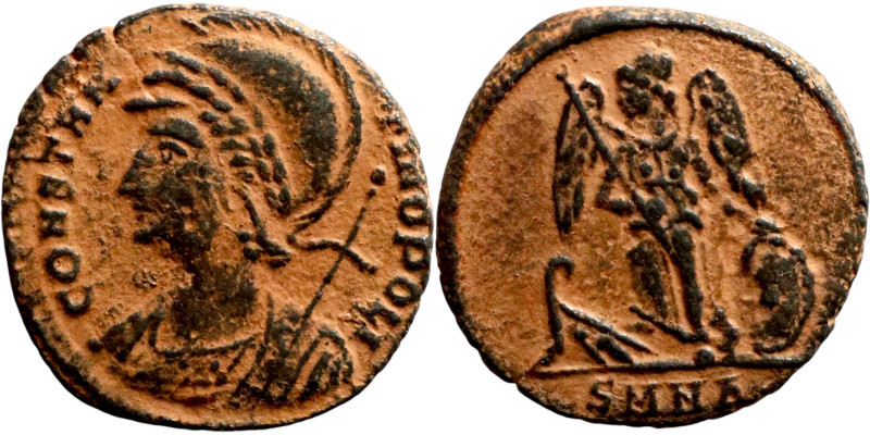 Constantinus I (306-337) Commemoratives Follis. Obverse: CONSTANTINOPOLIS, laure...