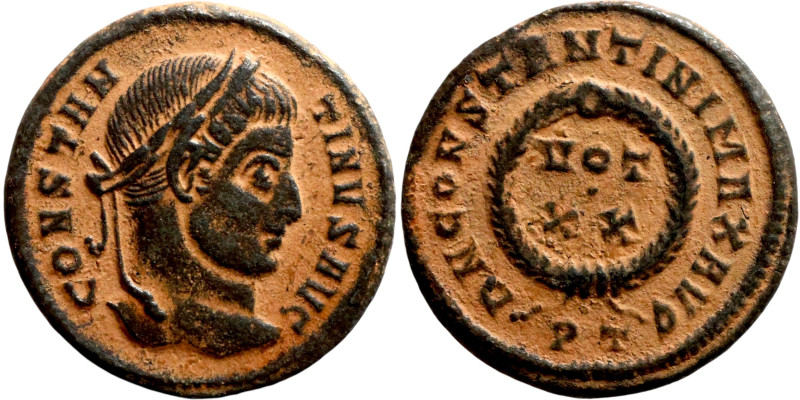 Constantinus I (306-337) Follis. Obverse: CONSTANTINVS AVG. Laureate bust. Rever...