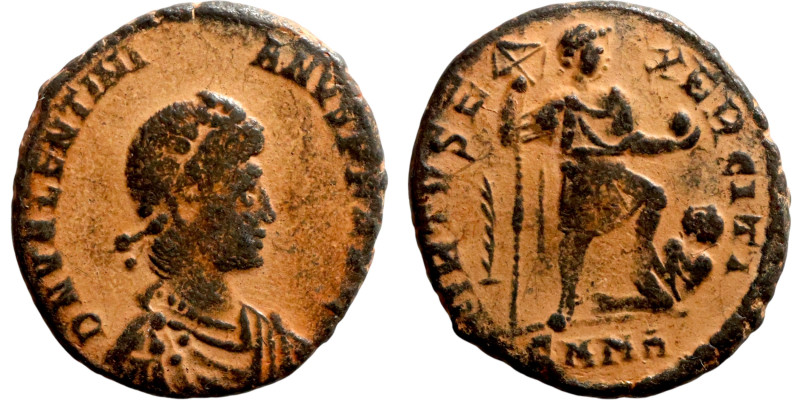 Valentinian II (375-392) Follis. Obverse: DN VALENTINIANVS PF AVG, rosette-diade...