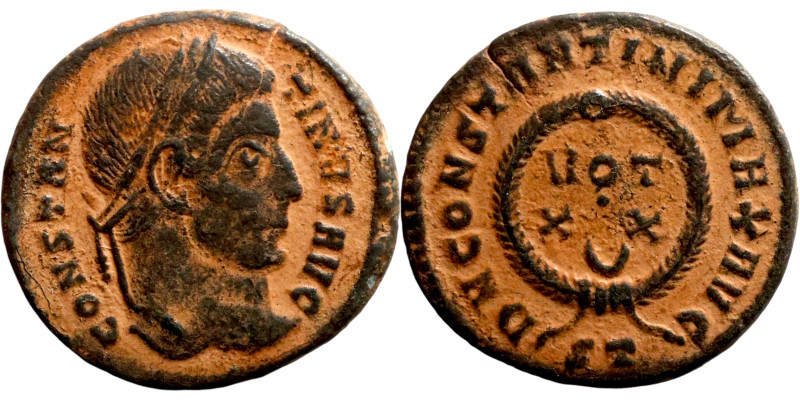 Constantinus I (306-337) Follis. Obverse: CONSTANTINVS AVG. Laureate bust. Rever...