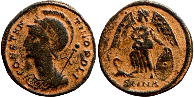 Constantinus I (307-337) Commemoratives Follis. Obverse: CONSTANTINOPOLIS, laure...