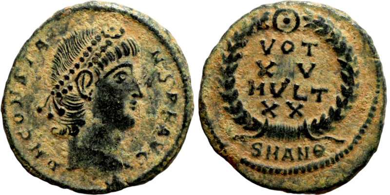 Constans (337-350) Follis. Obverse: DN CONSTANS PF AVG, Laureate, draped, cuiras...