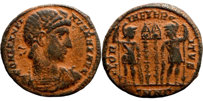 Constantinus I (307-337) Follis. Obverse: CONSTANTI-NVS MAX AVG, diademed, drape...