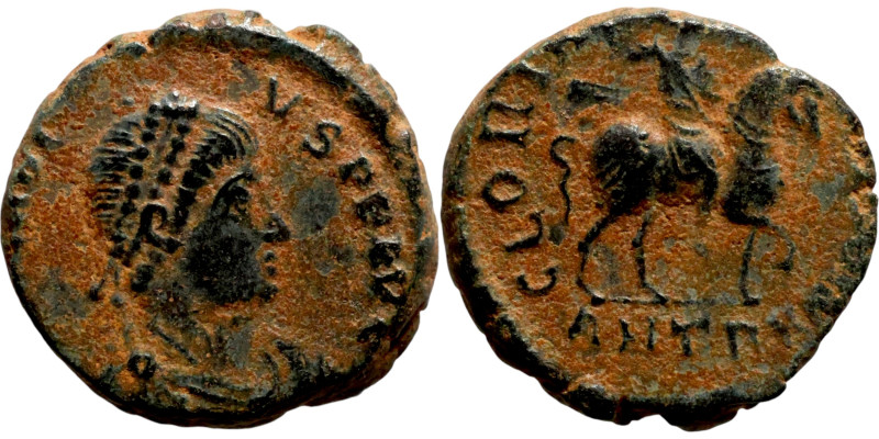 Arcadius (395-408) follis. Obverse: DN ARCADIVS PF AVG. Diademed bust. Reverse: ...