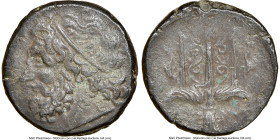 SICILY. Syracuse. Hieron II (ca. 275-215 BC). AE litra (19mm, 1h). NGC Choice VF. Head of Poseidon left, wearing taenia / ΙΕΡΩ-ΝΟΣ / Θ-Φ, trident head...