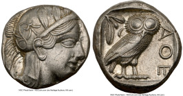 ATTICA. Athens. Ca. 440-404 BC. AR tetradrachm (23mm, 17.18 gm, 11h). NGC Choice XF 4/5 - 3/5, scratch. Mid-mass coinage issue. Head of Athena right, ...