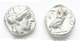 ATTICA. Athens. Ca. 440-404 BC. AR tetradrachm (23mm, 16.66 gm, 8h). VF, test cuts. Mid-mass coinage issue. Head of Athena right, wearing earring, nec...