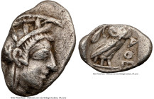ATTICA. Athens. Ca. 440-404 BC. AR hemiobol (8mm, 3h). NGC Choice VF. Head of Athena right, wearing crested Attic helmet ornamented with three laurel ...