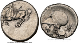 CORINTHIA. Corinth. Ca. 4th century BC. AR stater (21mm, 8.51 gm, 8h). NGC XF 3/5 - 3/5, light marks, brushed. Ca. 400-375 BC. Pegasus flying left; Ϙ ...