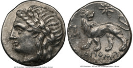 IONIA. Miletus. Ca. 4th-3rd centuries BC. AR drachm (16mm, 3.40 gm, 12h). NGC Choice XF 5/5 - 3/5. Diopompus, magistrate. Laureate head of Apollo left...