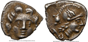 PISIDIA. Selge. Ca. 4th century BC. AR obol (10mm, 12h). NGC Choice XF. Head of gorgoneion / Head of Athena right, wearing crested, winged Attic helme...