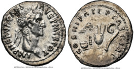 Nerva (AD 96-98). AR denarius (18mm, 3.32 gm, 7h). NGC Choice XF 5/5 - 2/5, light smoothing. Rome, AD 97. IMP NERVA CAES-AVG P M TR POT, laureate head...