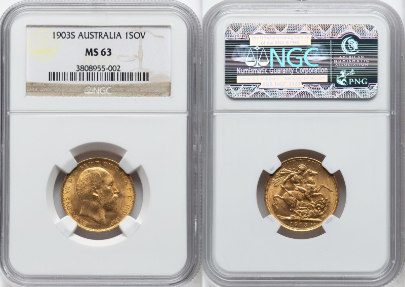 Edward VII gold Sovereign 1903-S MS63 NGC, Sydney mint, KM15, S-3977. HID0980124...