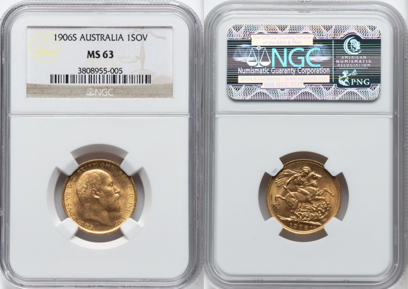 Edward VII gold Sovereign 1906-S MS63 NGC, Sydney mint, KM15, Fr-33. HID09801242...