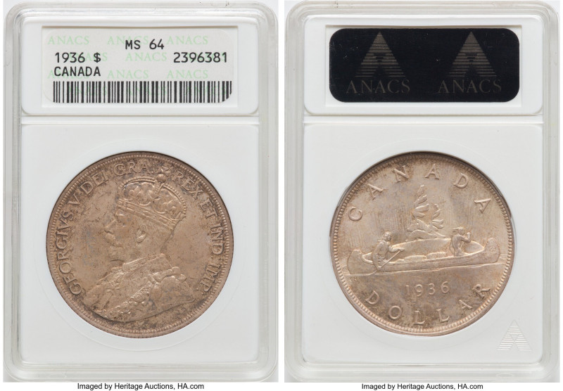 George V Dollar 1936 MS64 ANACS, Royal Canadian mint, KM31. HID09801242017 © 202...