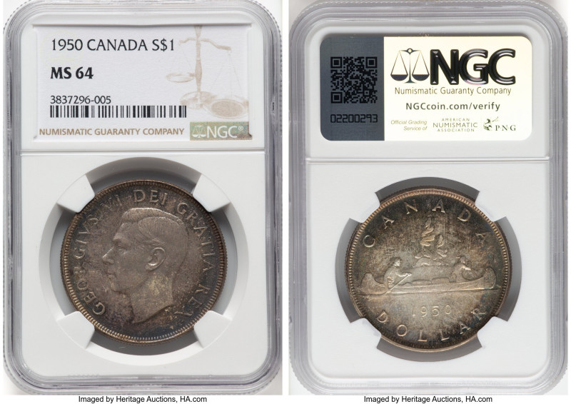 4-Piece Lot of Certified Assorted Issues NGC, 1) George VI Dollar 1950 - MS64, R...