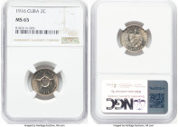 Republic 2 Centavos 1916 MS65 NGC, Philadelphia mint, KM-A10. A superior gem two-year type with cartwheel luster and amber toning. HID09801242017 © 20...