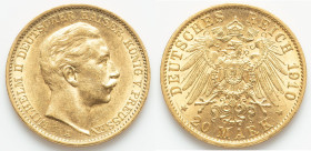 Prussia. Wilhelm II gold 20 Mark 1910-A AU, Berlin mint, KM521, J-252. AGW 0.2305 oz. HID09801242017 © 2024 Heritage Auctions | All Rights Reserved
