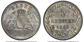 3-Piece Lot of Certified Assorted Issues PCGS, 1) Baden. Friedrich I 3 Kreuzer 1866 MS65 2) Hesse-Darmstadt. Ludwig III Kreuzer 1864 MS65 3) Hall. Fre...
