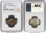Pair of Certified 2 Mark Issues NGC, 1) Prussia. Wilhelm II 2 Mark 1901-A - MS64, Berlin mint, KM525. 200th Anniversary of the Kingdom of Prussia 2) W...