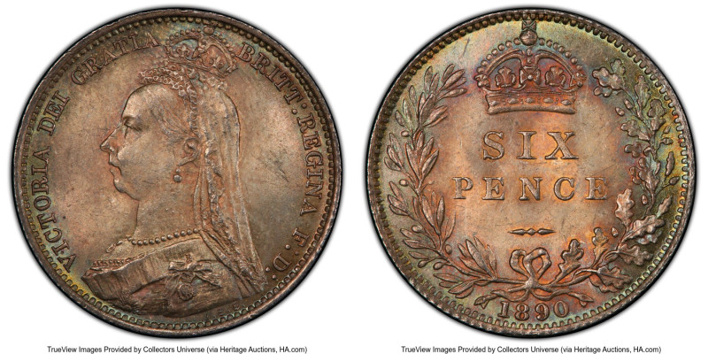 Victoria 6 Pence 1890 MS65 PCGS, KM760, S-3929. Fully Gem and imbued with brilli...