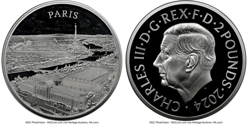 Charles III silver Proof "City Views - Paris" 2 Pounds (1 oz) 2024 PR70 Ultra Ca...