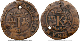 Charles & Johanna 4 Maravedis ND (1542-1543) Fine Details (Holed) NGC, Mexico City mint, KM-MB3, Cal-205. HID09801242017 © 2024 Heritage Auctions | Al...