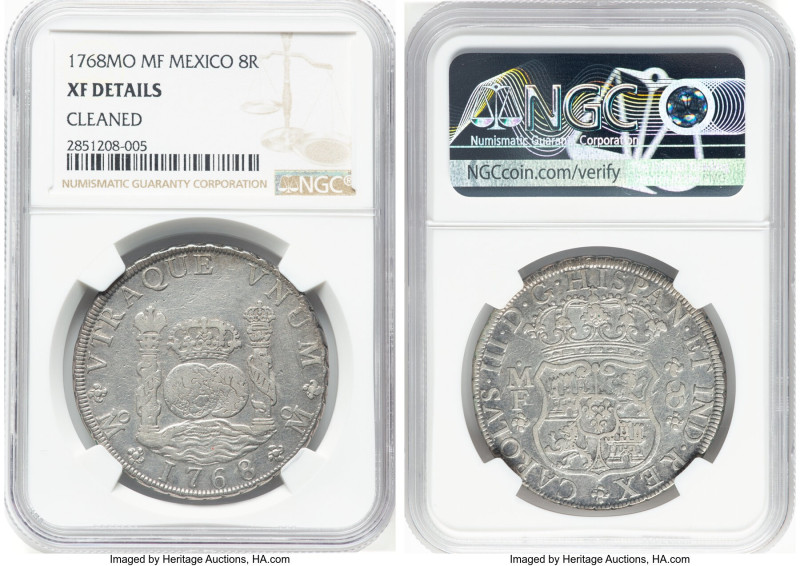 Charles III 8 Reales 1768 Mo-MF XF Details (Cleaned) NGC, Mexico City mint, KM10...