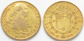Charles IV gold 8 Escudos 1791 Mo-FM VF, Mexico City mint, KM159, Cal-1630. AGW 0.7614 oz. HID09801242017 © 2024 Heritage Auctions | All Rights Reserv...