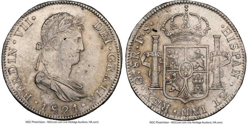 Guadalajara. Ferdinand VII "Royalist" 8 Reales 1821 GA-FS AU Details (Cleaned) N...