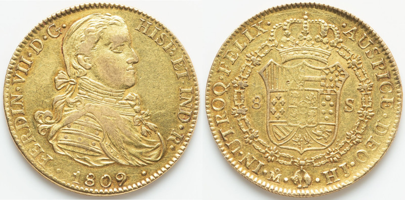 Ferdinand VII gold 8 Escudos 1809 Mo-HJ XF (Cleaned), Mexico City mint, KM160, C...