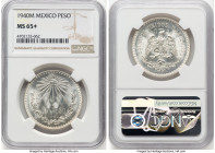 Estados Unidos Pair of Certified Pesos NGC, 1) Peso 1940-M MS65+, Mexico City mint, KM455 2) Peso 1963-Mo MS66, Mexico City mint, KM459 HID09801242017...