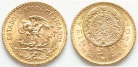 Estados Unidos gold 20 Pesos 1959 UNC, Mexico City mint, KM478. AGW 0.4822 oz. HID09801242017 © 2024 Heritage Auctions | All Rights Reserved