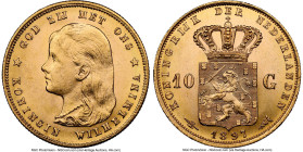 Wilhelmina gold 10 Gulden 1897 MS63 NGC, Utrecht mint, KM118, Fr-347. Conservatively graded. HID09801242017 © 2024 Heritage Auctions | All Rights Rese...